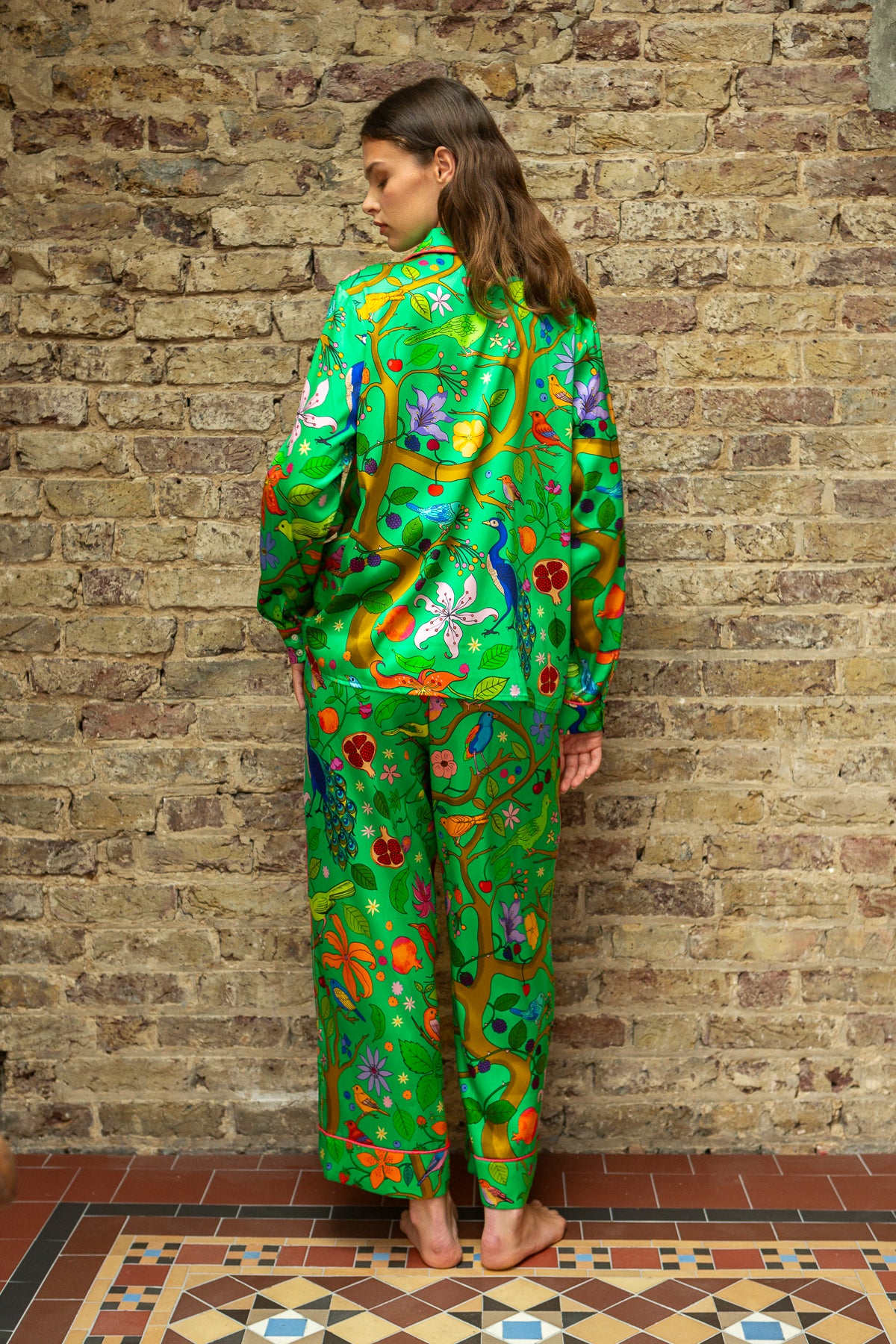 PRE ORDER | Tree of Life | Green | Silk Pyjama Set