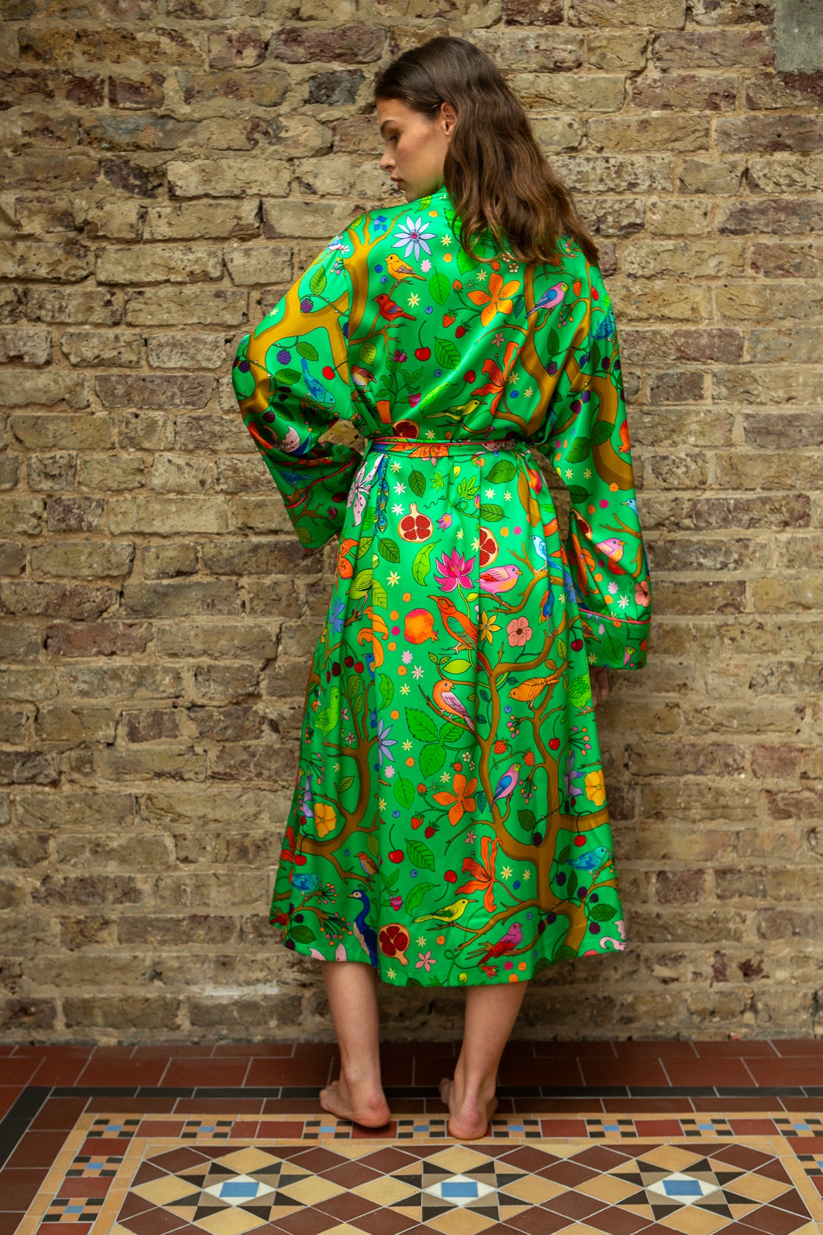 PRE ORDER | Tree of Life | Green | Silk Robe