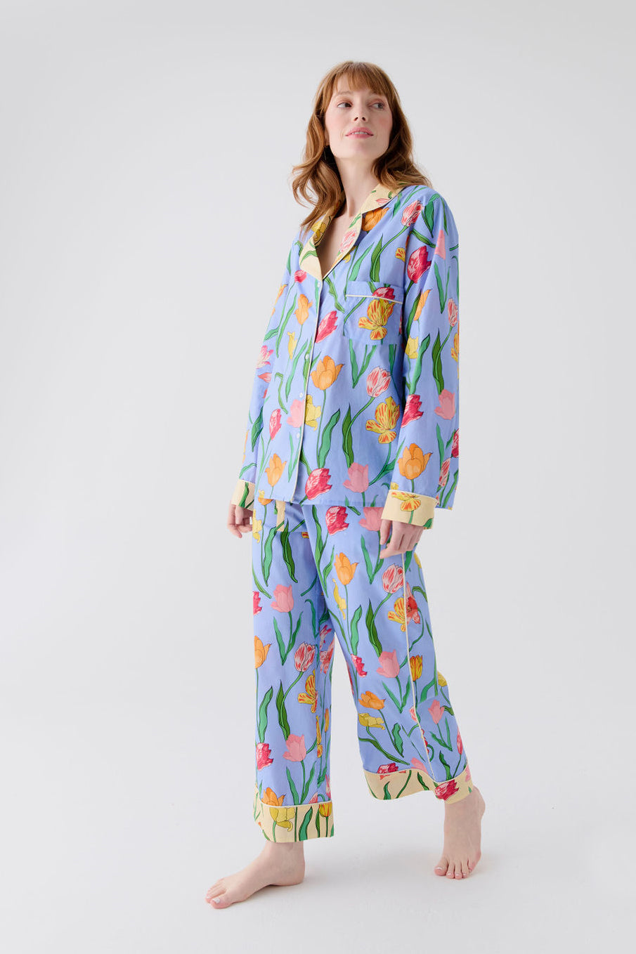 Tulips Powder Blue Cotton Pyjama Set