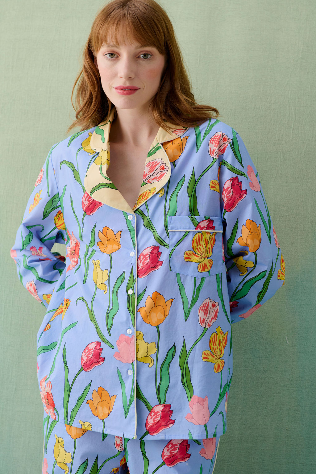 Tulips Powder Blue Cotton Pyjama Set