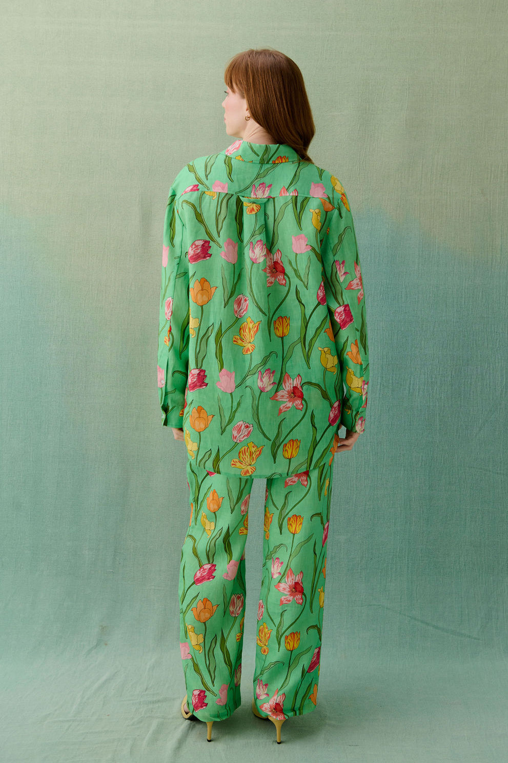 Tulips Green Linen Pyjama Set