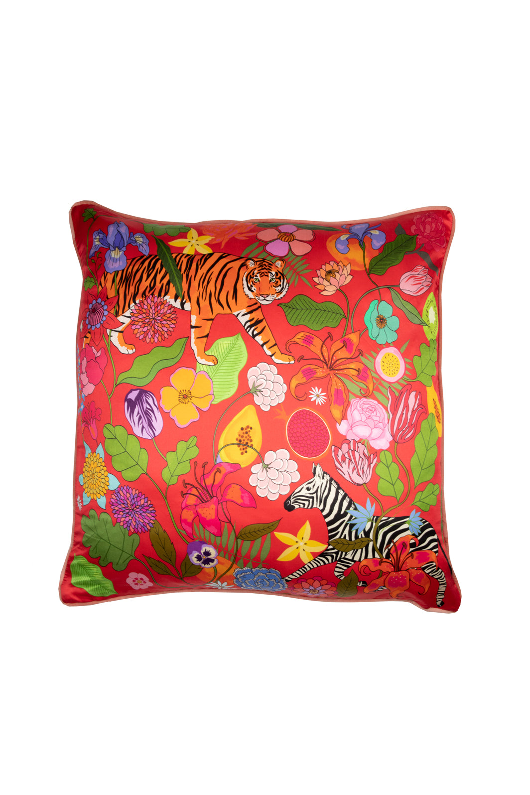 Tiger Bouquet Cushion Cover | Red