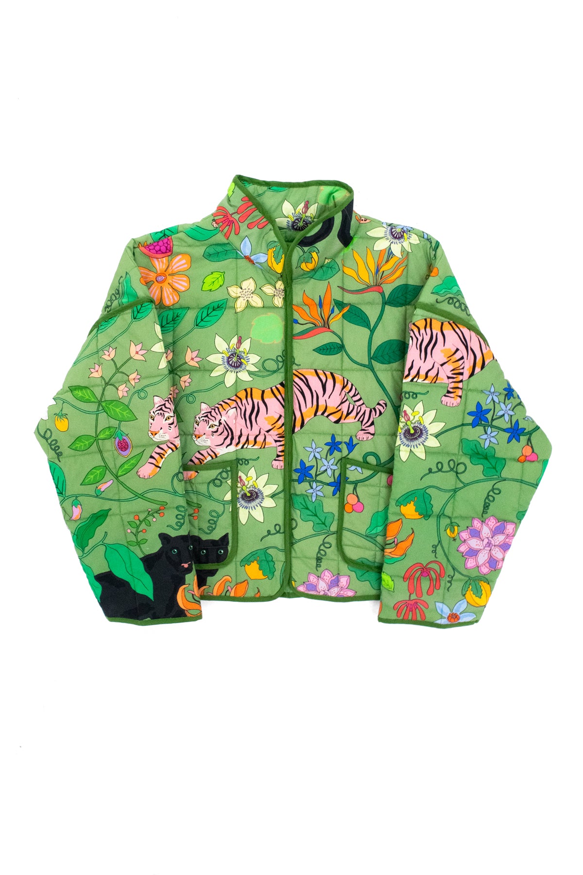 Wild Creatures Green Cotton Quilted Jacket