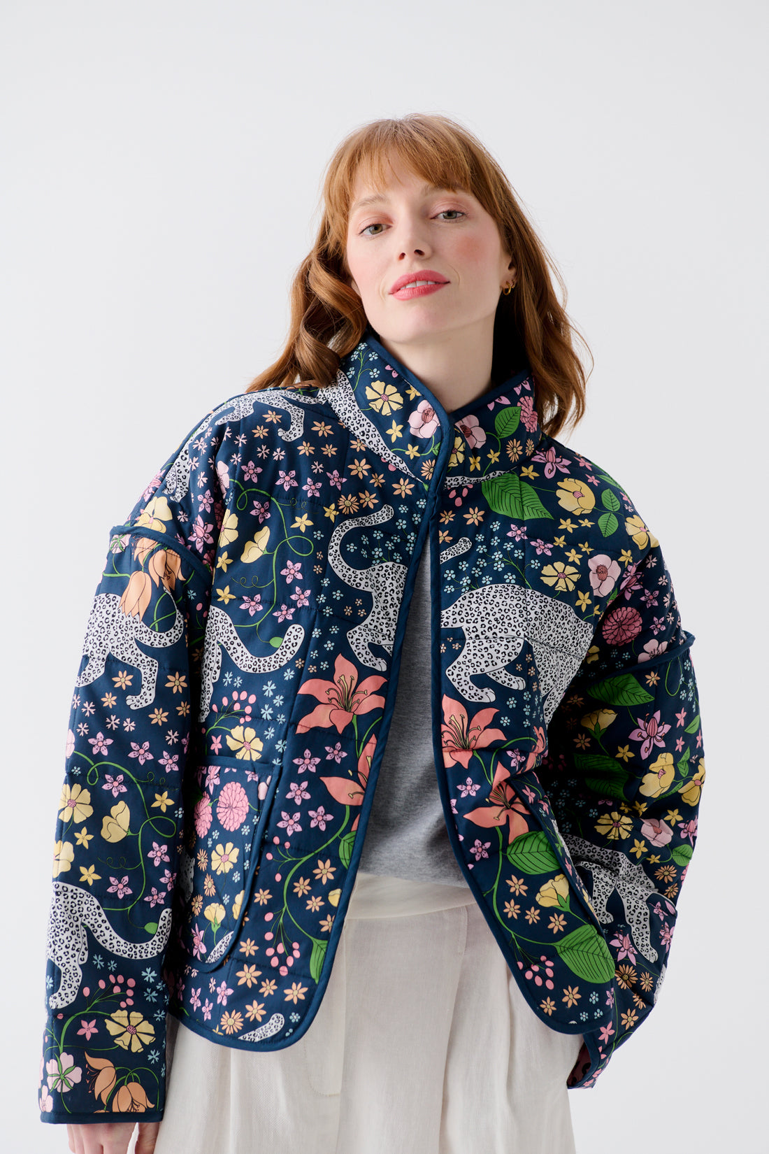 Alpine Leopards Blue Cotton Quilted Jacket