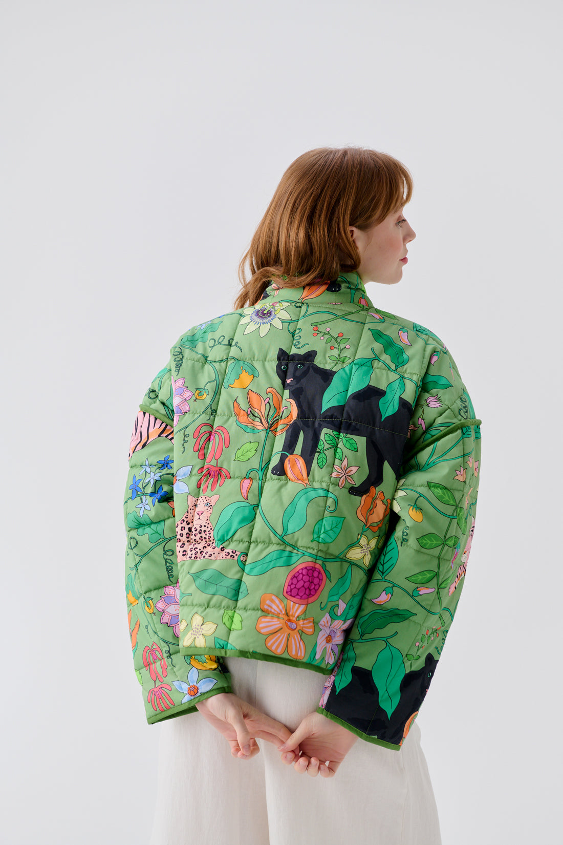 Wild Creatures Green Cotton Quilted Jacket