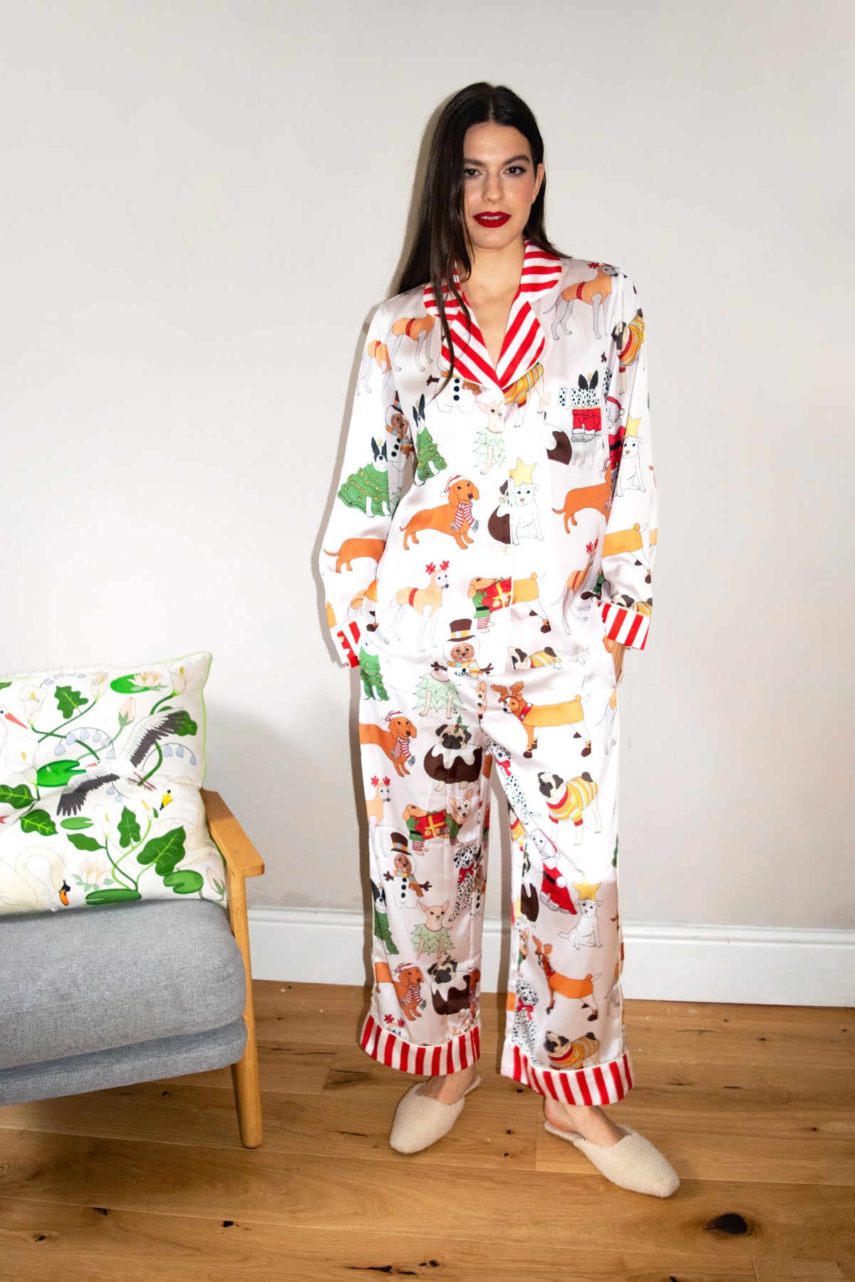 Christmas Dogs Satin Pyjama Set