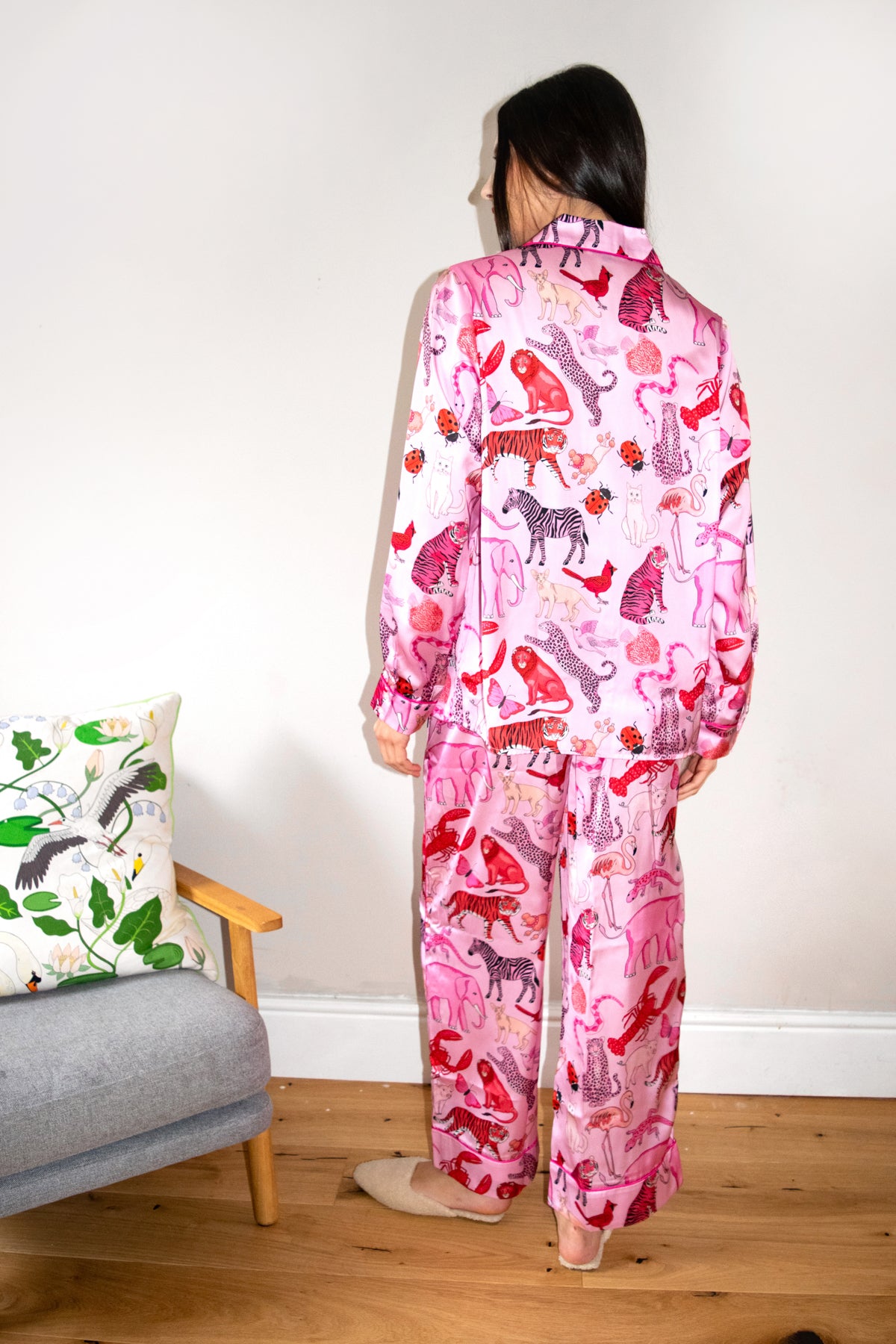 Pink Animals Satin Pyjama Set