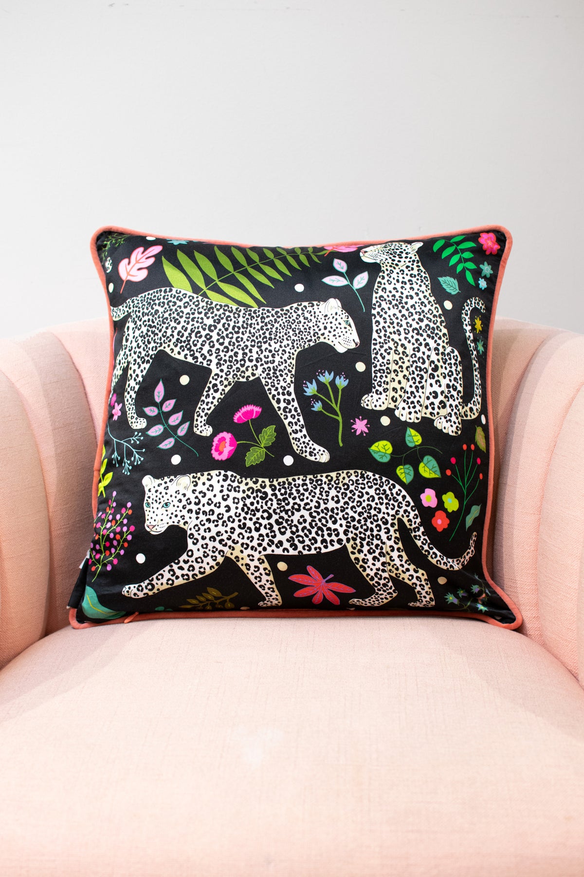 Snow Leopards Cushion Cover | Black