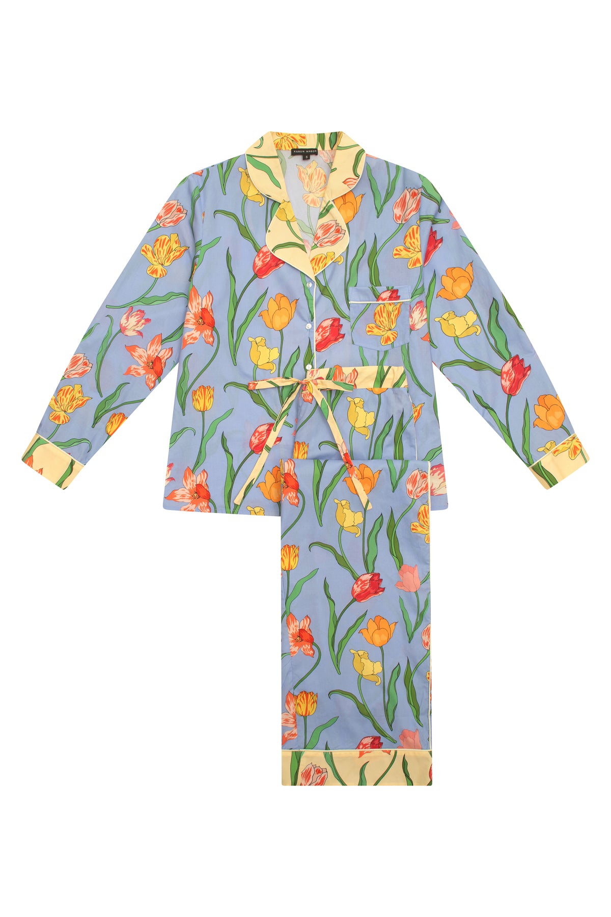 Tulips Powder Blue Cotton Pyjama Set