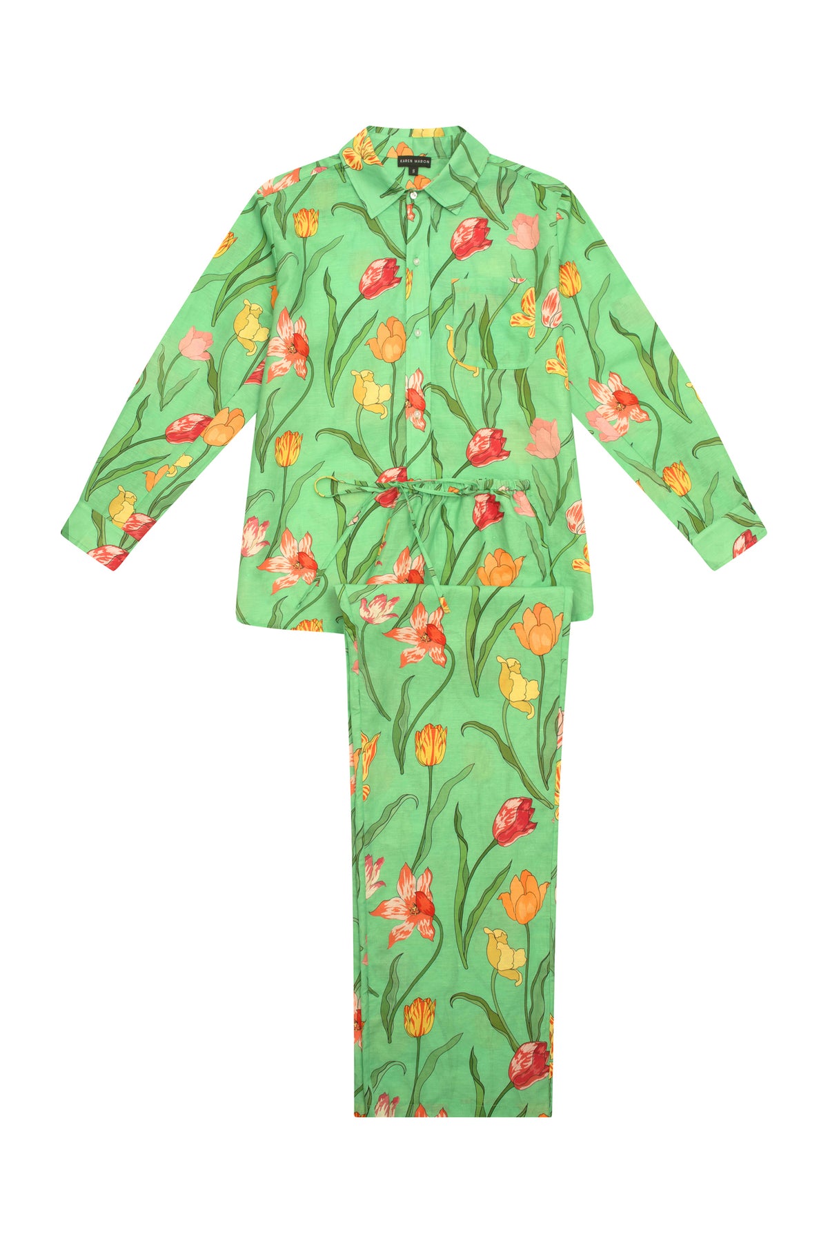 Tulips Green Linen Pyjama Set